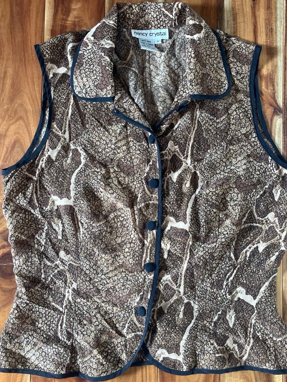 Vintage Nancy crystal silk vest/blouse -
Size 4
